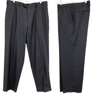 AXIST Essentials Men's Black with Brown Stripes Dress Pants 38x30.5 Flat Front